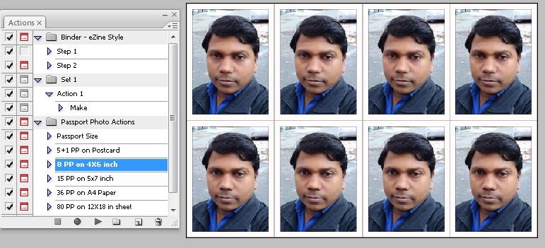 8 Passport Photo Action on 4x6 Size Sheet